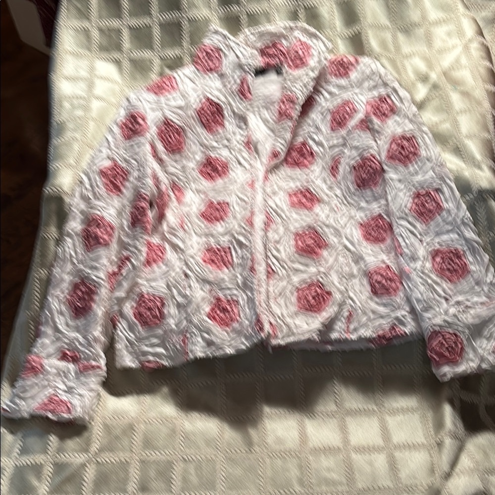 Samuel Dong Red and White Floral Puffer Jacket
